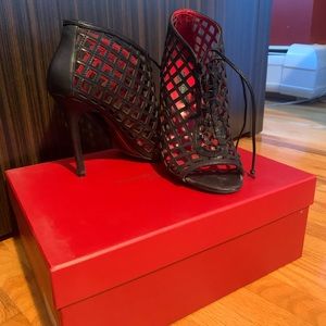 Caged peep toed booties